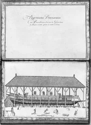 A galley getting ready to launch, twenty-first demonstration, plate 22, illustration from 
